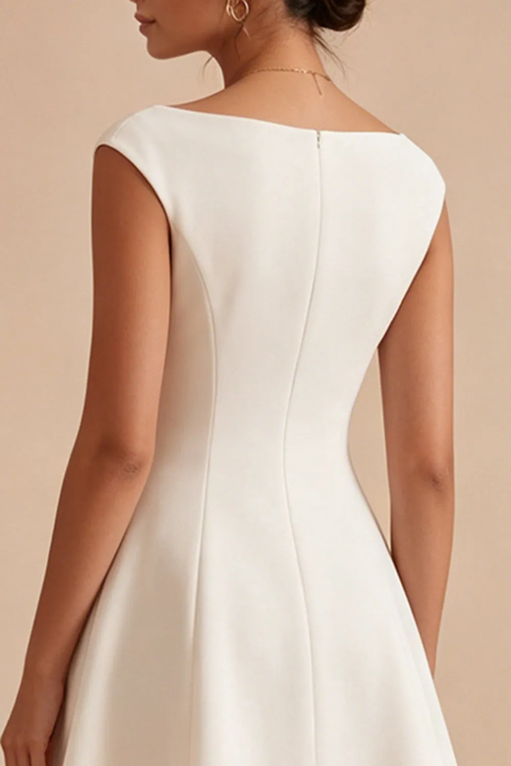 A Line Bateau Neck Little White Dress sold by Zapaka product image thumbnail 4