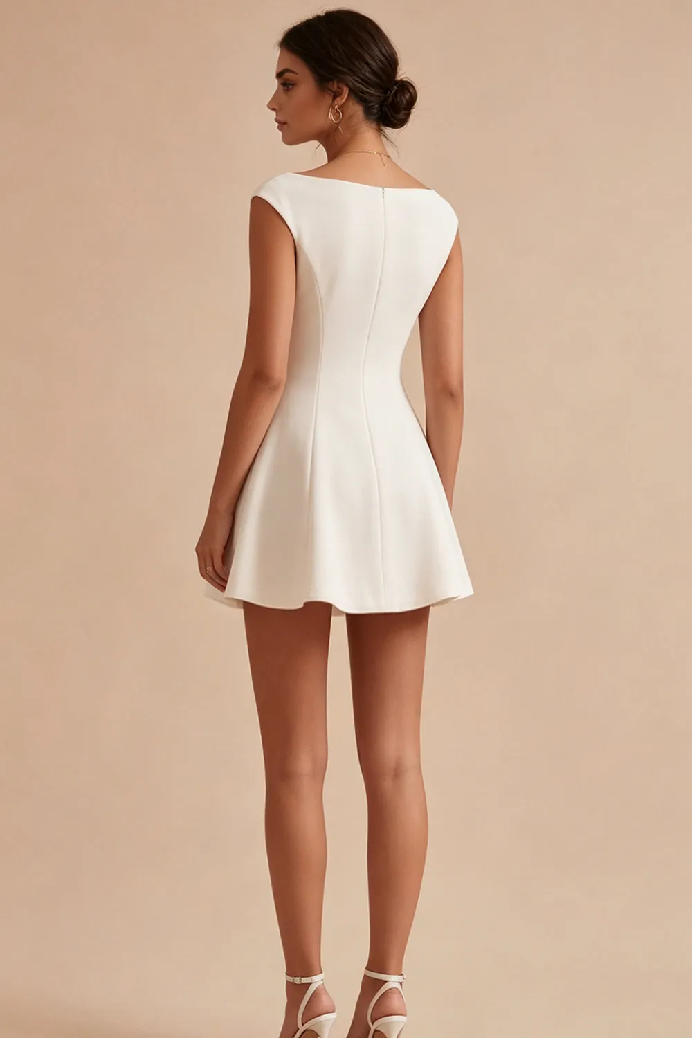A Line Bateau Neck Little White Dress sold by Zapaka product image thumbnail 2