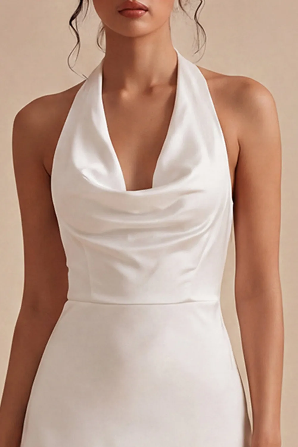 Simple Halter A Line Backless Little White Dress sold by Zapaka product image thumbnail 3