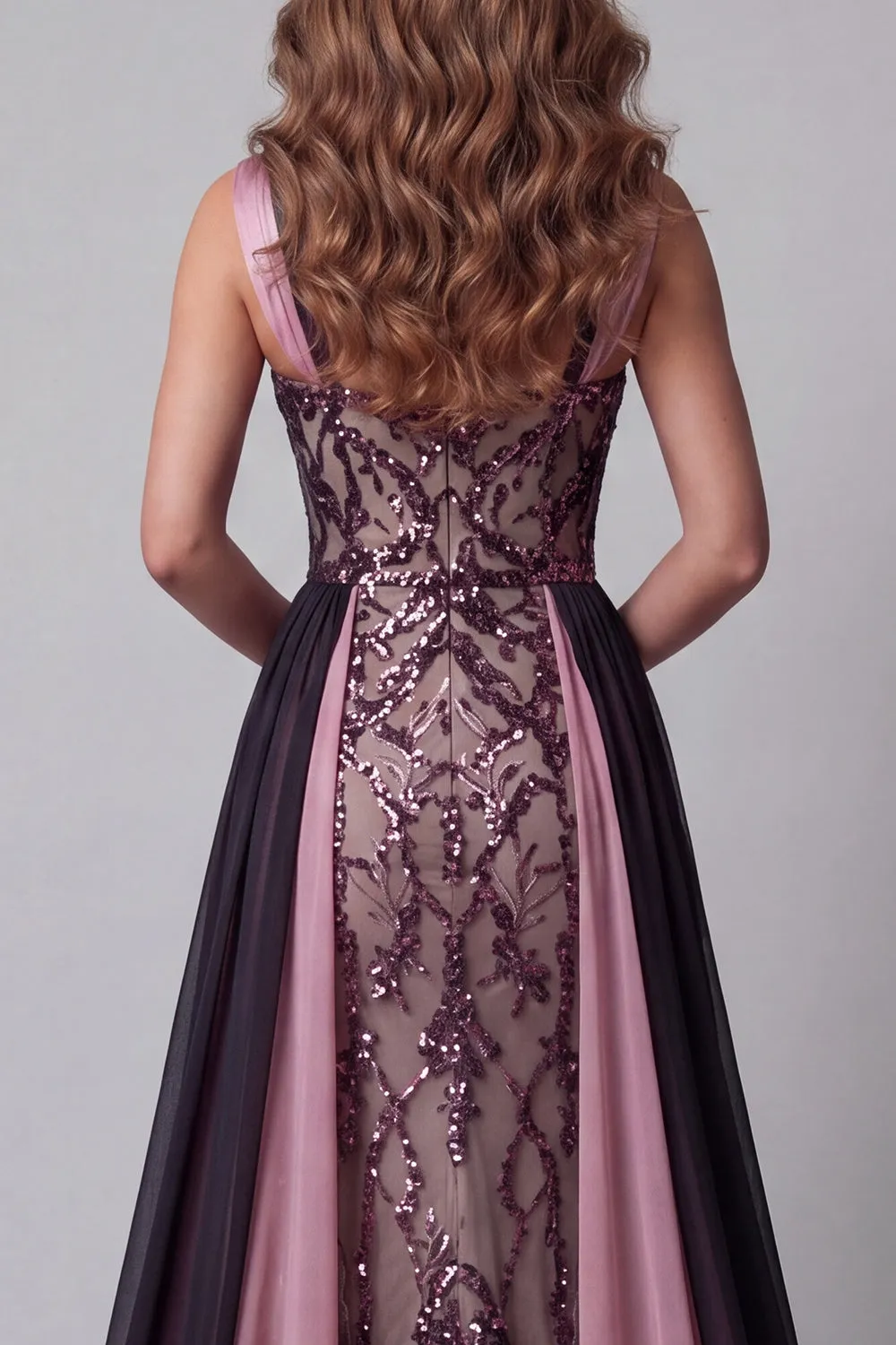 Plum Mermaid Sequin Pageant Dress with Cape sold by Zapaka product image thumbnail 4