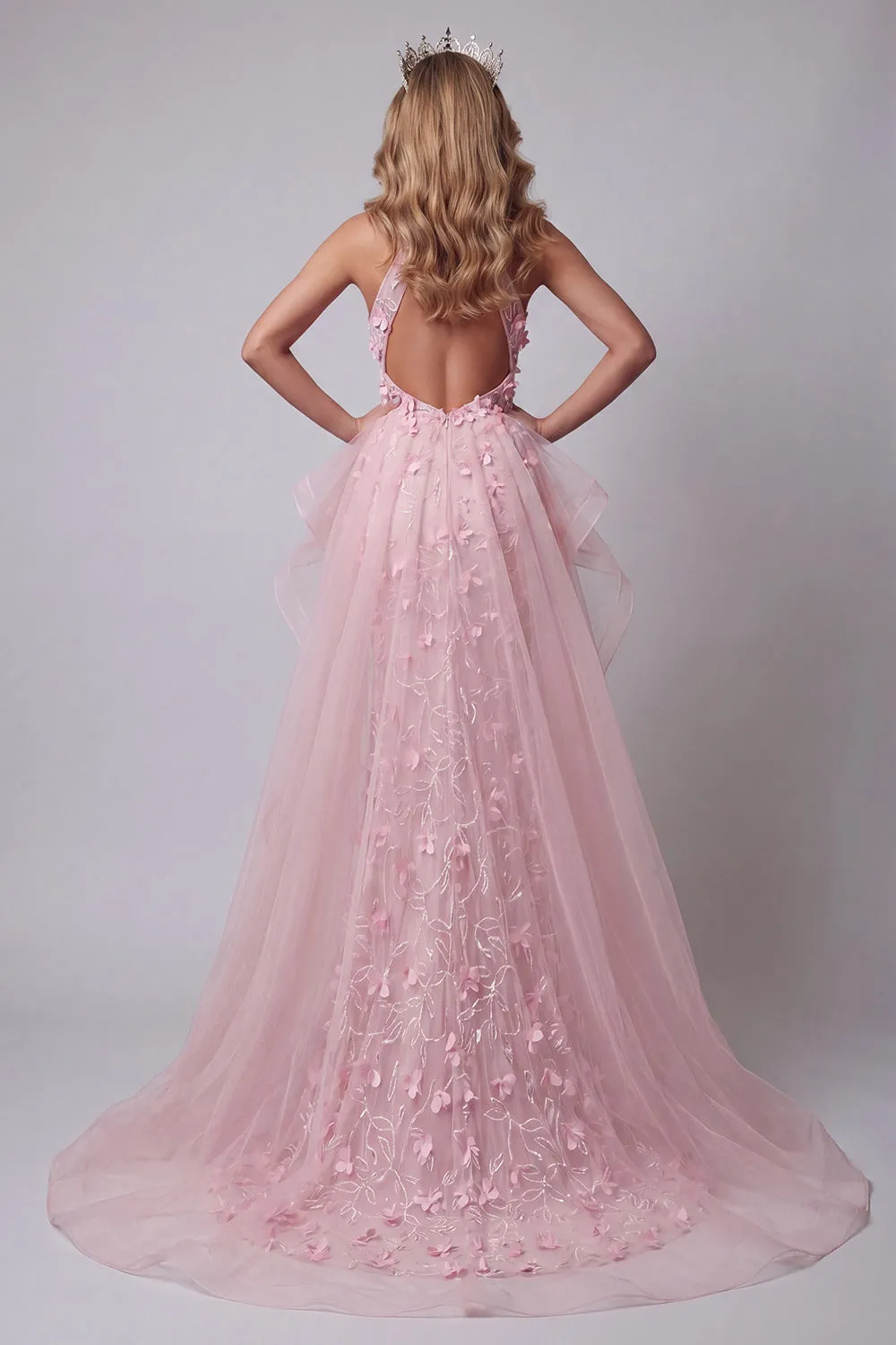 Halter Pink Ruffled Open Back Mermaid Pageant Dress sold by Zapaka product image thumbnail 2