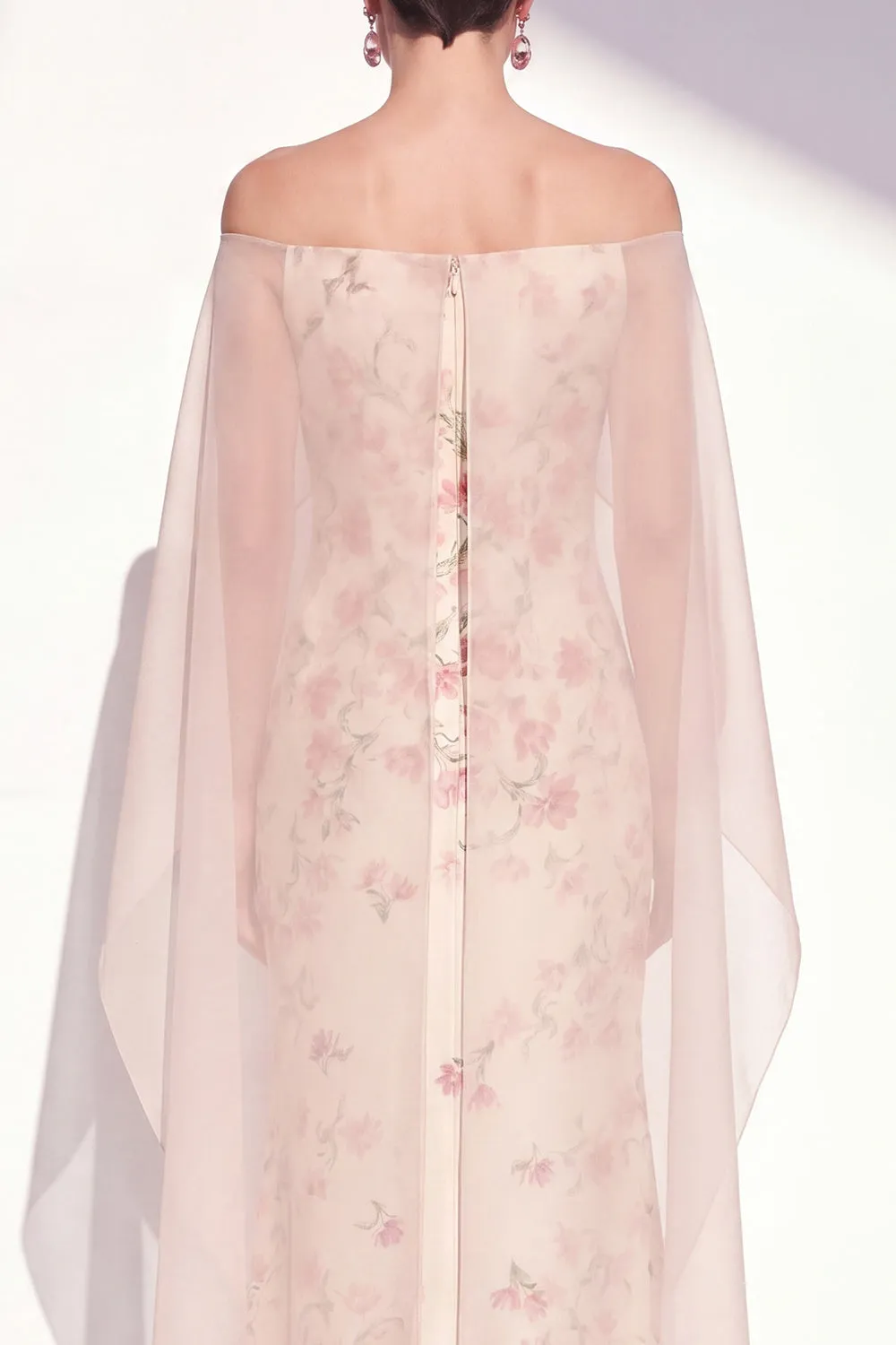 Apricot Strapless Floral Mermaid Long Mother Of the Bride Dress with Cape sold by Zapaka product image thumbnail 5
