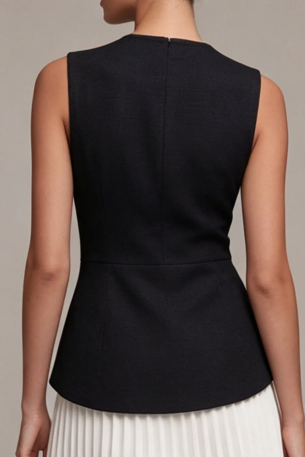 Round Neck Black and White A Line Cocktail Dress with Pleats sold by Zapaka product image thumbnail 4