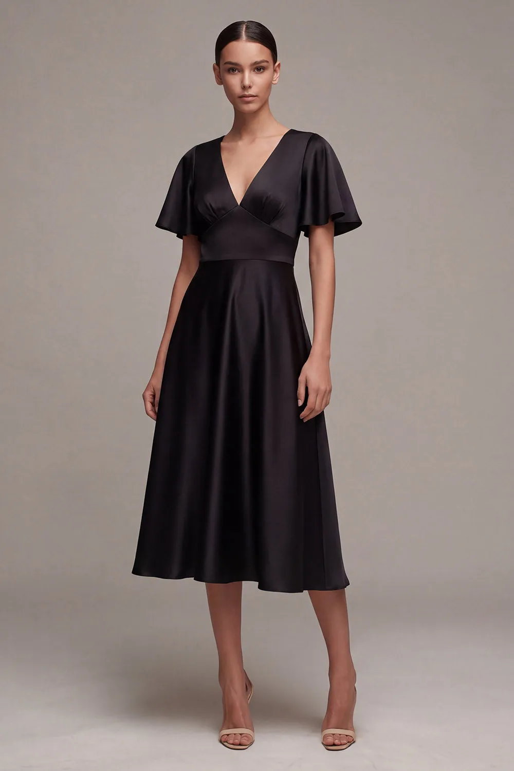 Flutter Sleeves V-Neck Long A Line Formal Dress sold by Zapaka