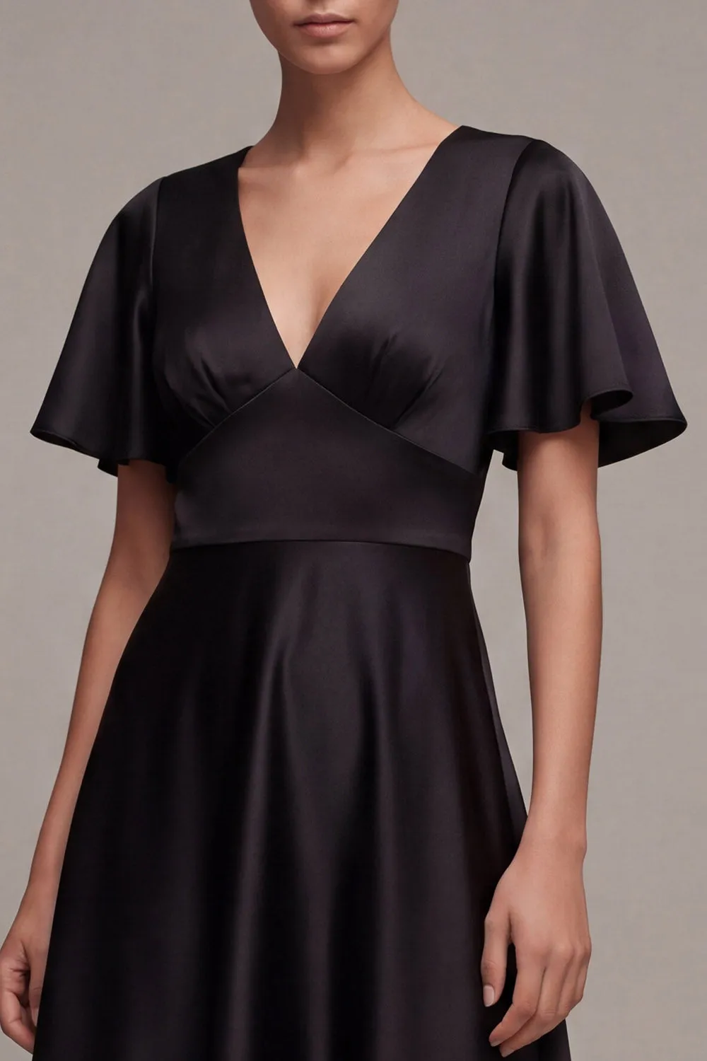 Flutter Sleeves V-Neck Long A Line Formal Dress sold by Zapaka product image thumbnail 3