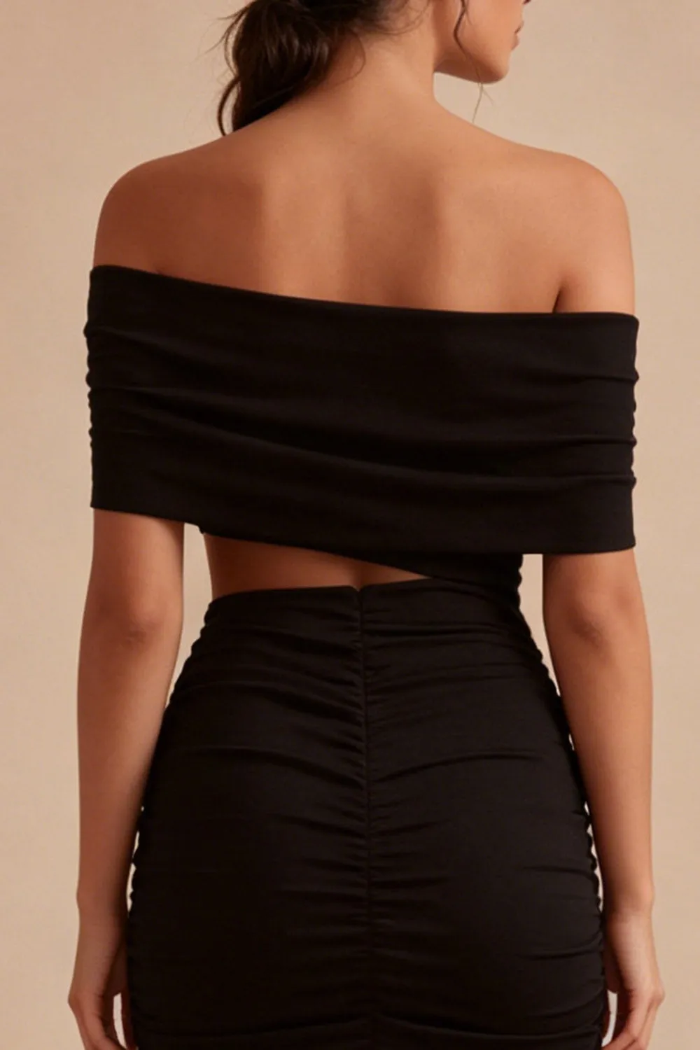 Cut Out Off the Shoulder Tight Little Black Dress sold by Zapaka product image thumbnail 5