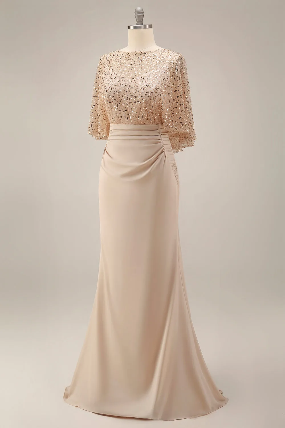 Sparkly Champagne Long Mermaid Sequins Mother of the Bride Dress with Pockets sold by Zapaka product image thumbnail 3