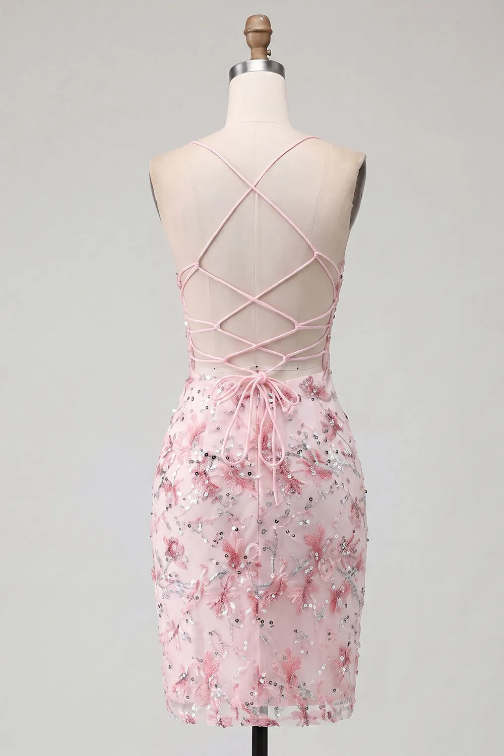 Pink Floral Corset Sequin Bodycon Homecoming Dress sold by Zapaka product image thumbnail 2