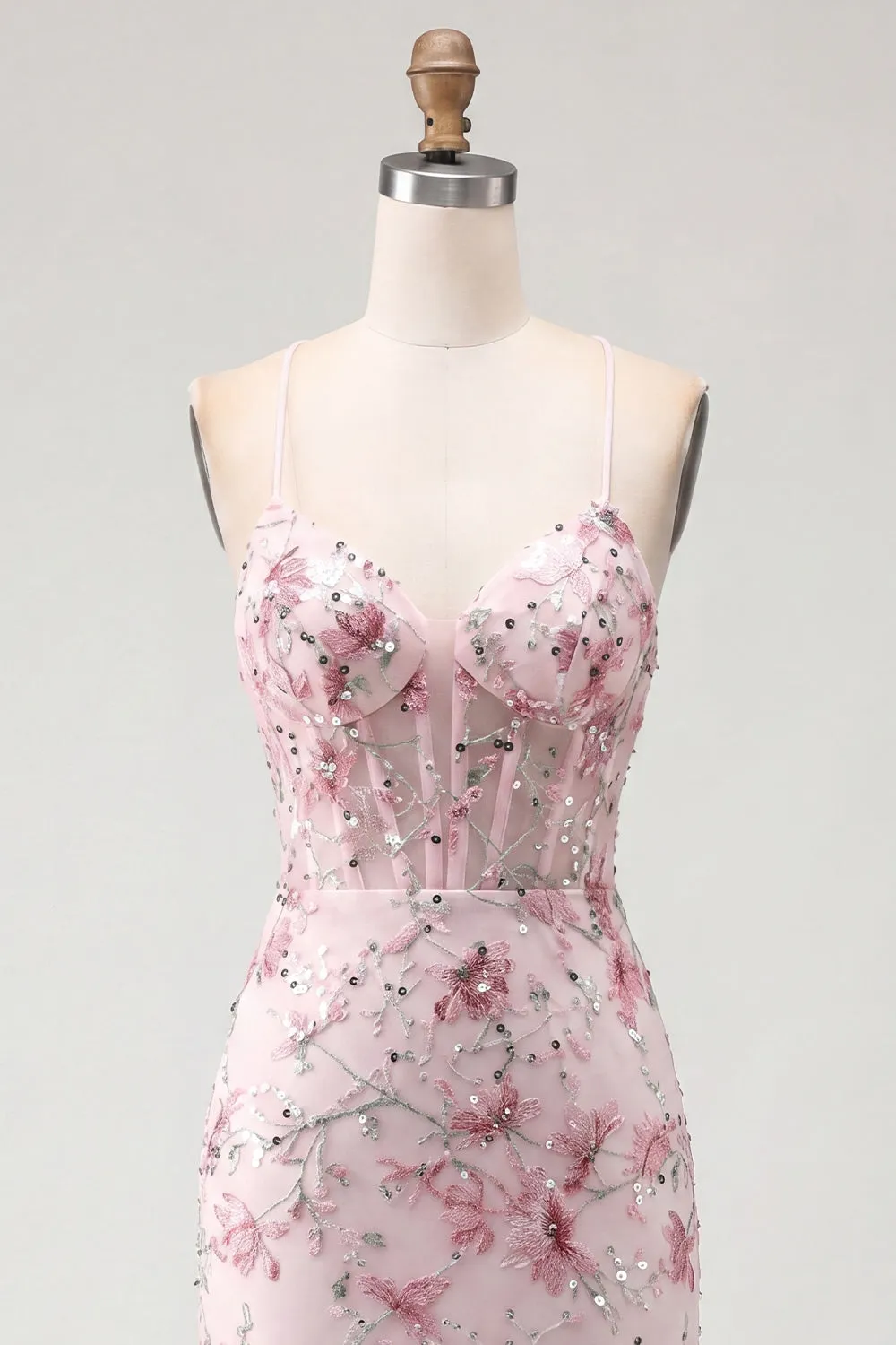 Pink Floral Corset Sequin Bodycon Homecoming Dress sold by Zapaka product image thumbnail 5