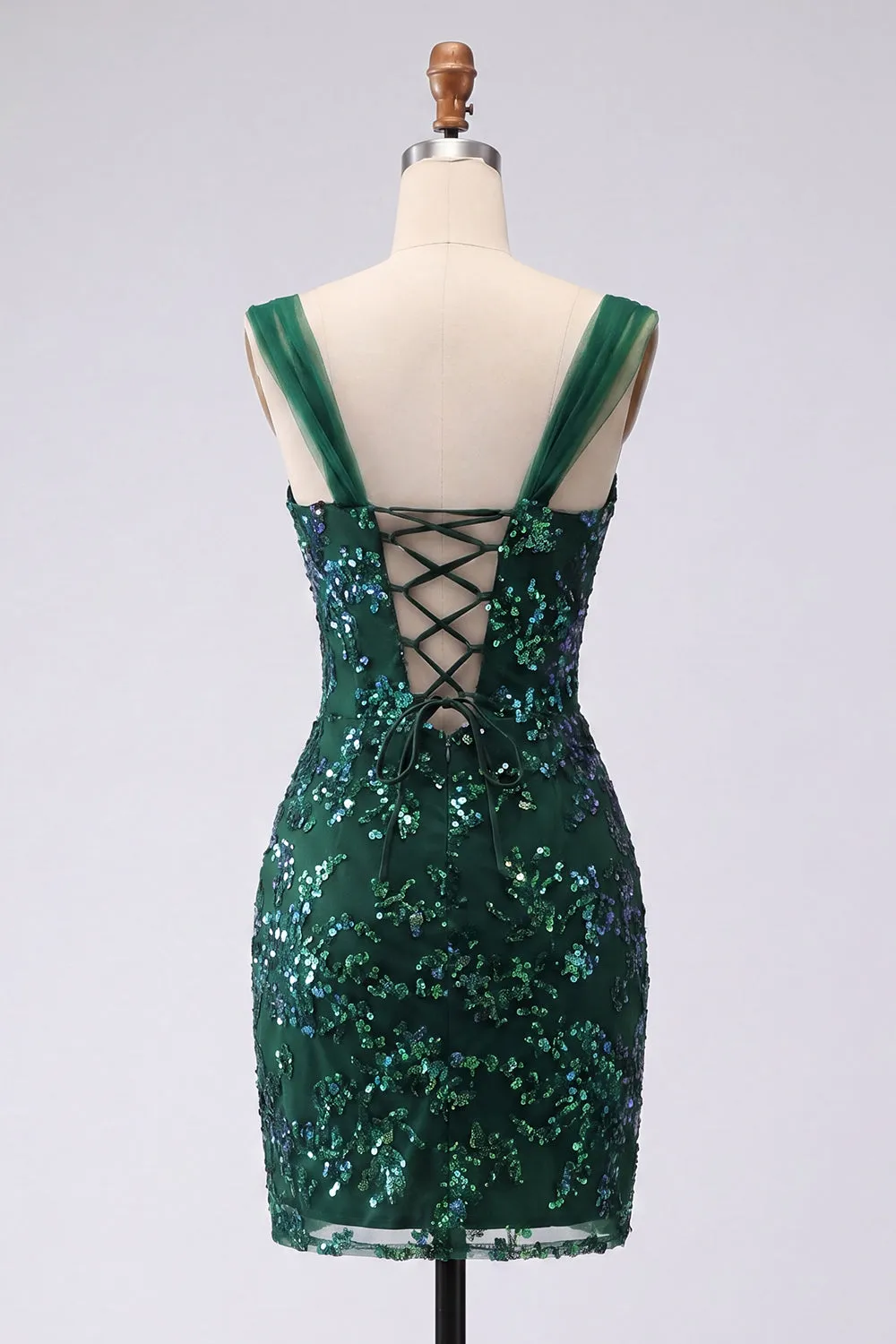 Sparkly Dark Green Bodycon Sequins Short Homecoming Dress with Slit sold by Zapaka product image thumbnail 2