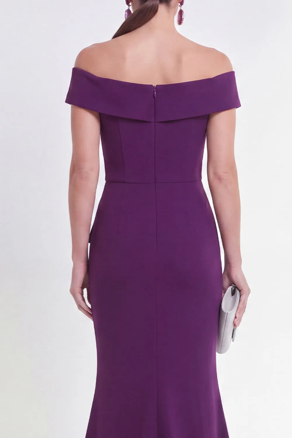 Off the Shoulder Purple Mermaid Ruched Formal Dress with Slit sold by Zapaka product image thumbnail 4