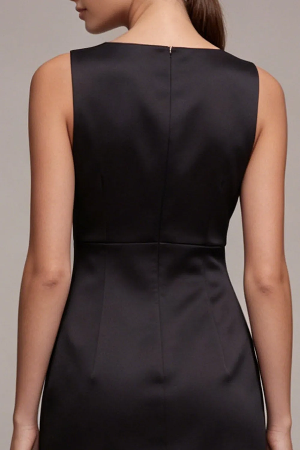 Keyhole Satin Boat Neck Tight Little Black Dress sold by Zapaka product image thumbnail 4