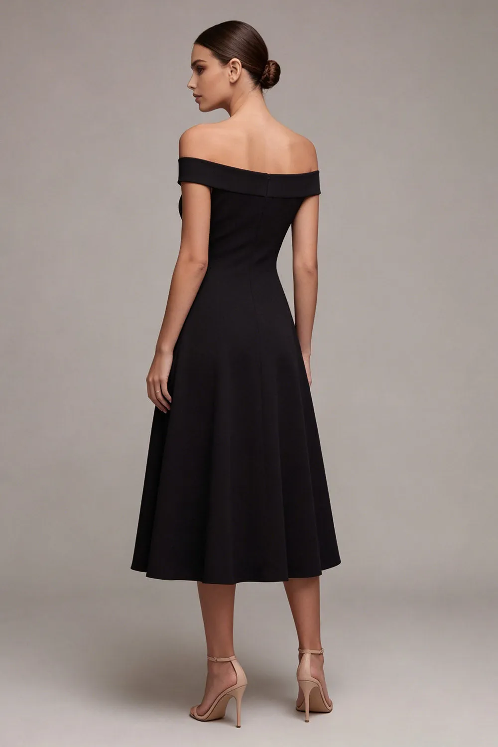 A Line Midi Off the Shoulder Little Black Dress sold by Zapaka product image thumbnail 2
