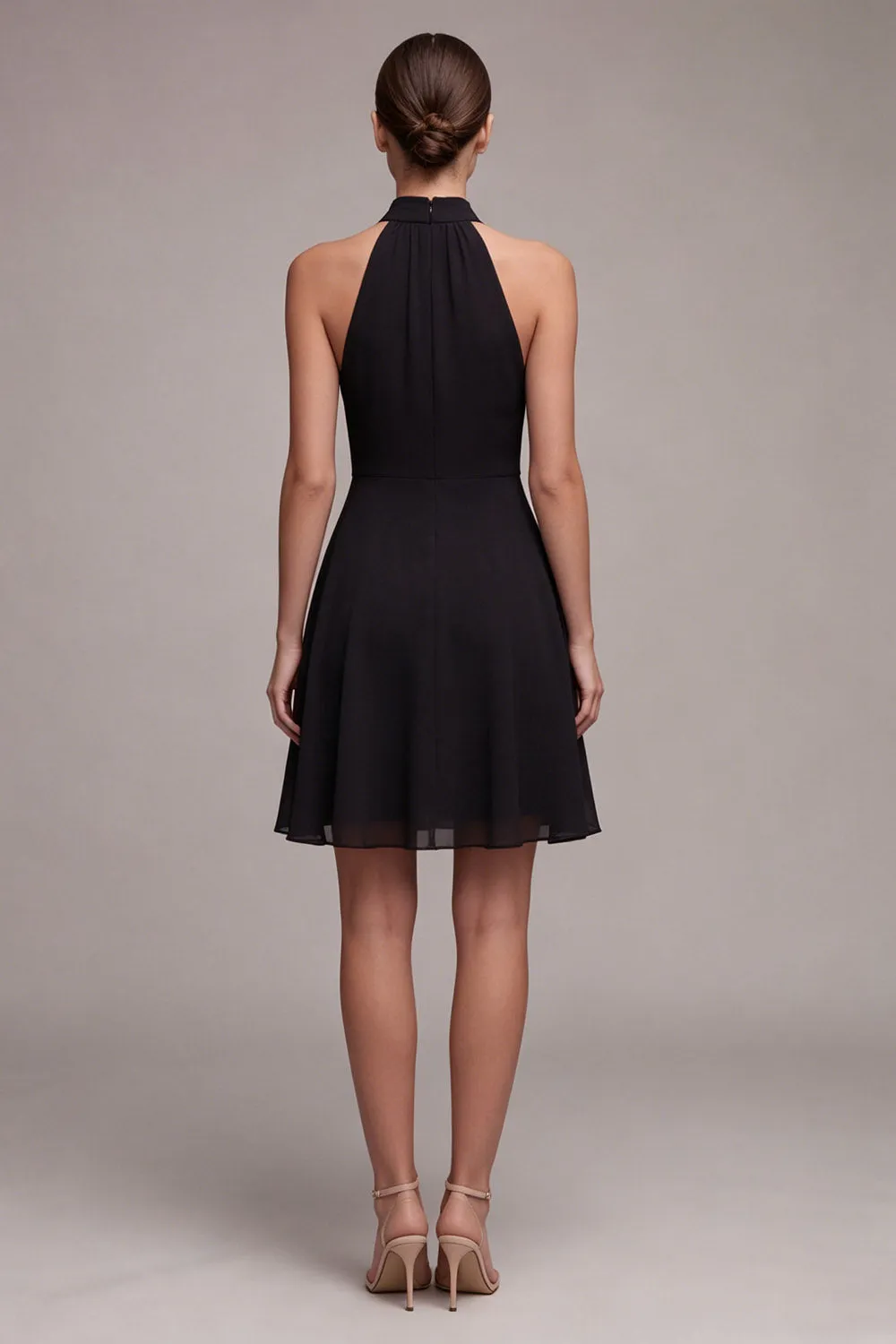 Simple High Neck A Line Little Black Dress sold by Zapaka product image thumbnail 2