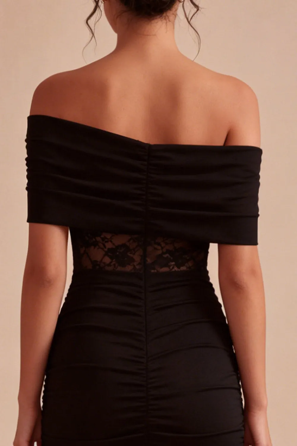 Off the Shoulder Black Lace Bodycon Mini Dress sold by Zapaka product image thumbnail 5