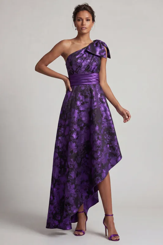 One Shoulder Dark Purple High Low A Line Mother Of the Bride Dress made by Zapaka