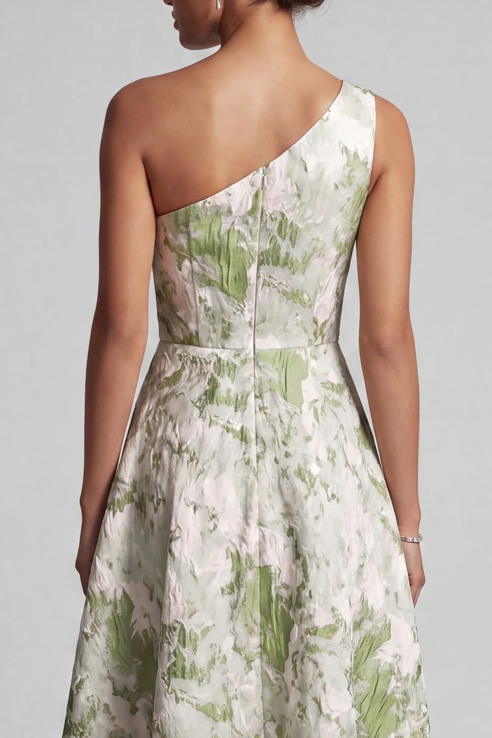 One Shoulder Light Green A Line Printed Mother Of the Bride Dress sold by Zapaka product image thumbnail 5