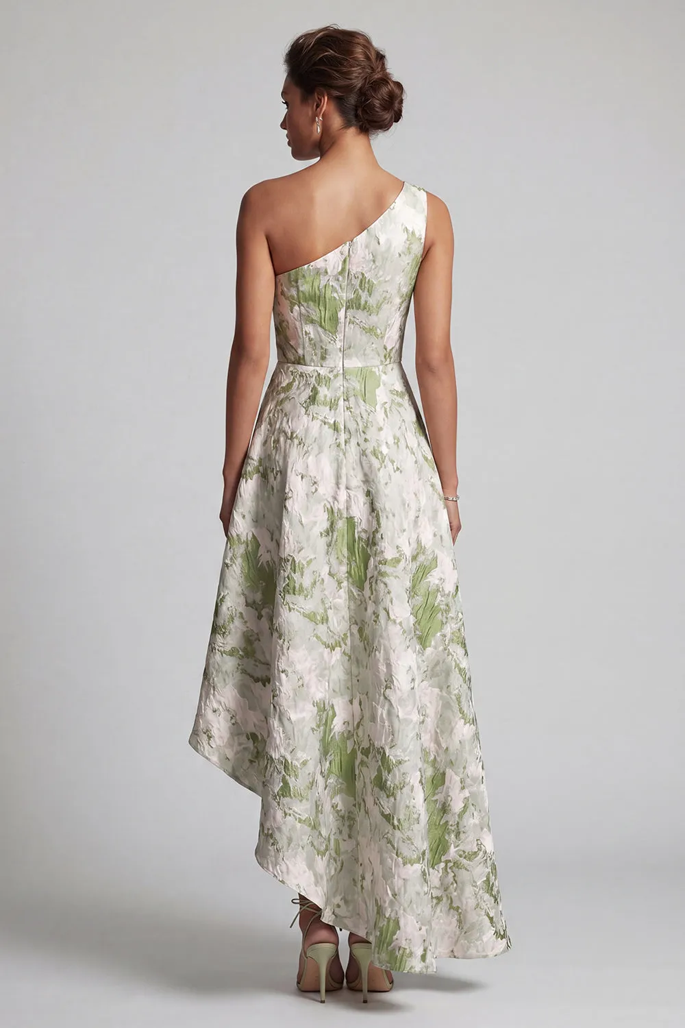 One Shoulder Light Green A Line Printed Mother Of the Bride Dress sold by Zapaka product image thumbnail 2