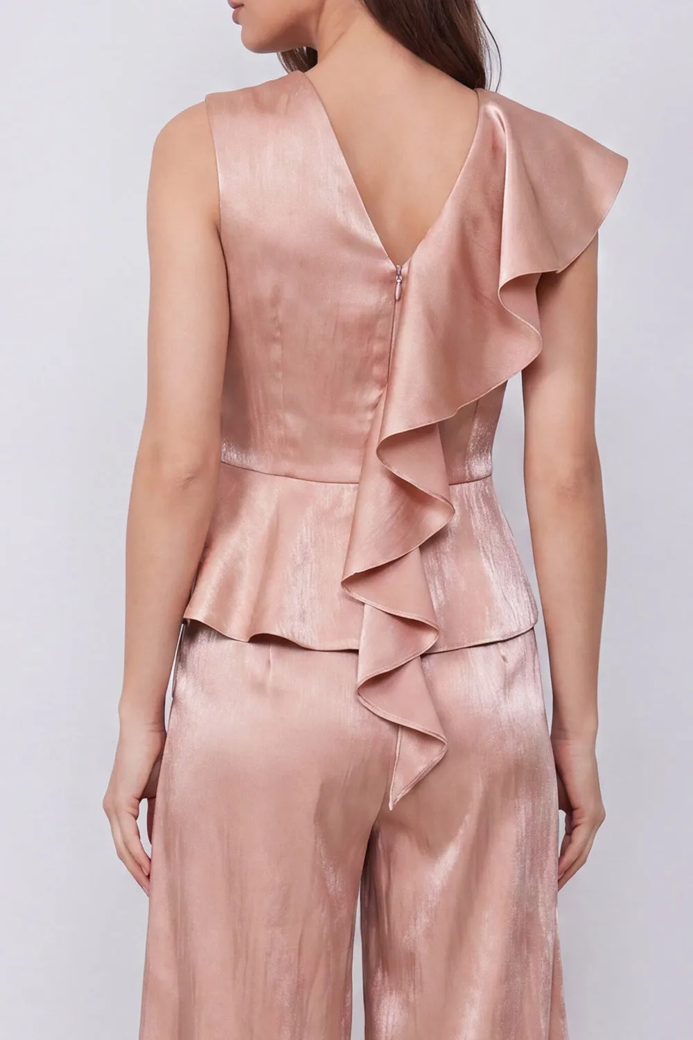 Dusty Rose V-Neck Ruffled 2-piece Work Suits sold by Zapaka product image thumbnail 4