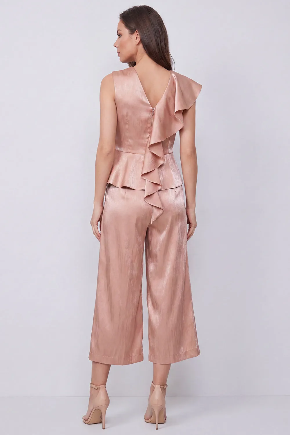 Dusty Rose V-Neck Ruffled 2-piece Work Suits sold by Zapaka product image thumbnail 2