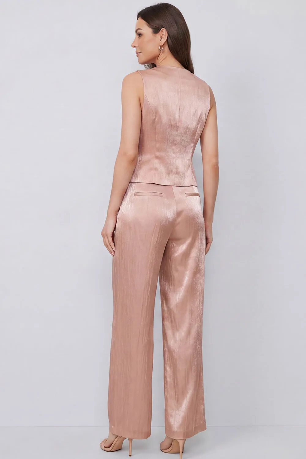 Dusty Rose 2 Piece V Neck Women's Suits with Pockets sold by Zapaka product image thumbnail 2