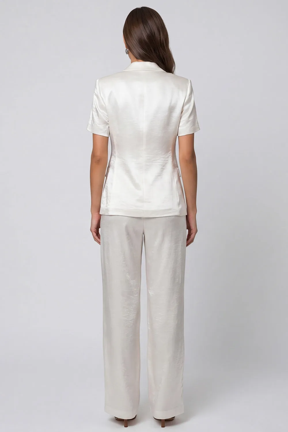 Ivory Peaked Lapel 2 Piece Single Buckle Women's Suits sold by Zapaka product image thumbnail 2
