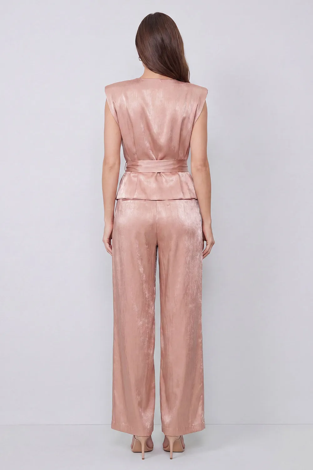 Ruched Dusty Rose 2 Piece Women's Suits with Sash sold by Zapaka product image thumbnail 2