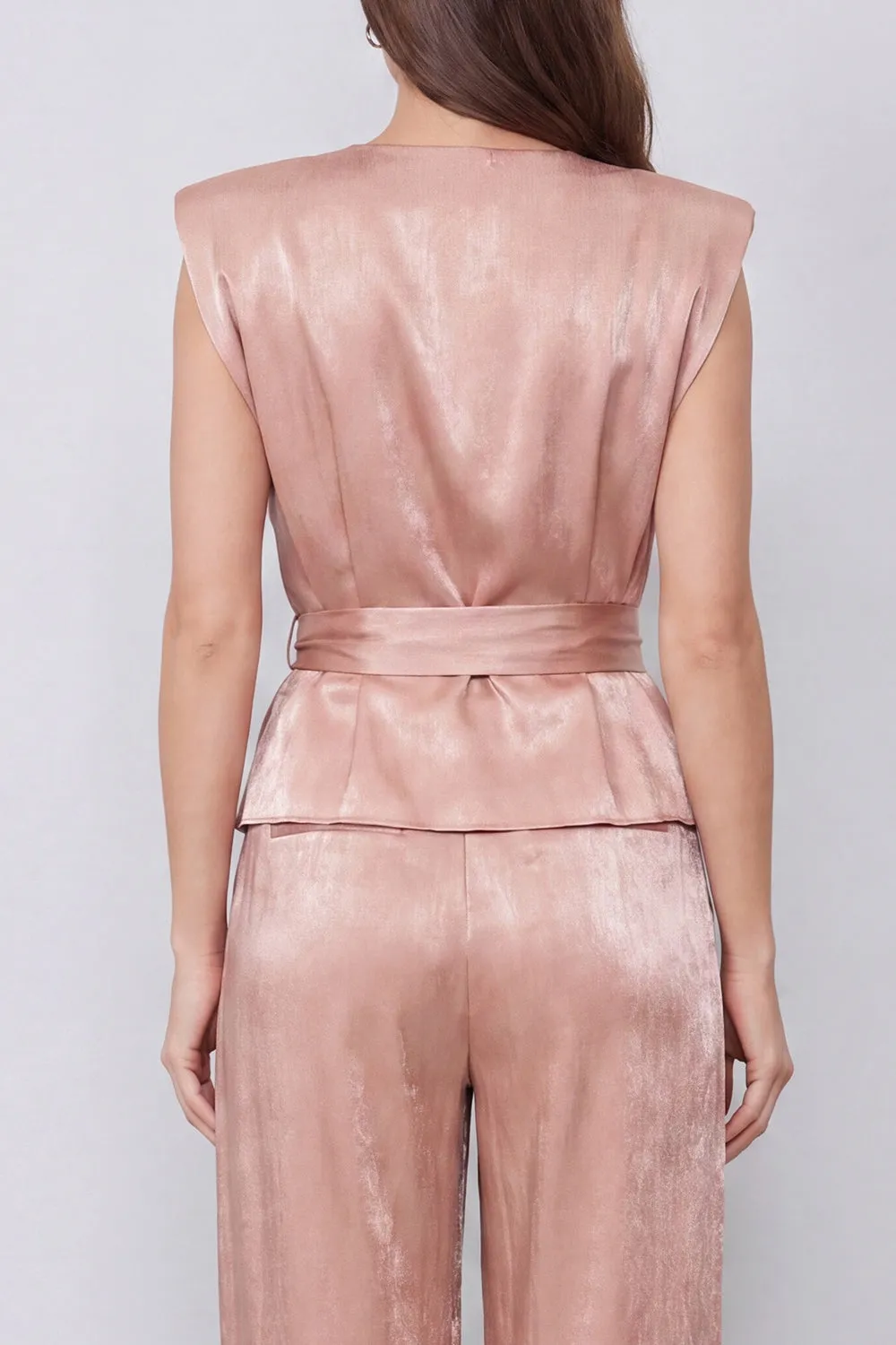 Ruched Dusty Rose 2 Piece Women's Suits with Sash sold by Zapaka product image thumbnail 4