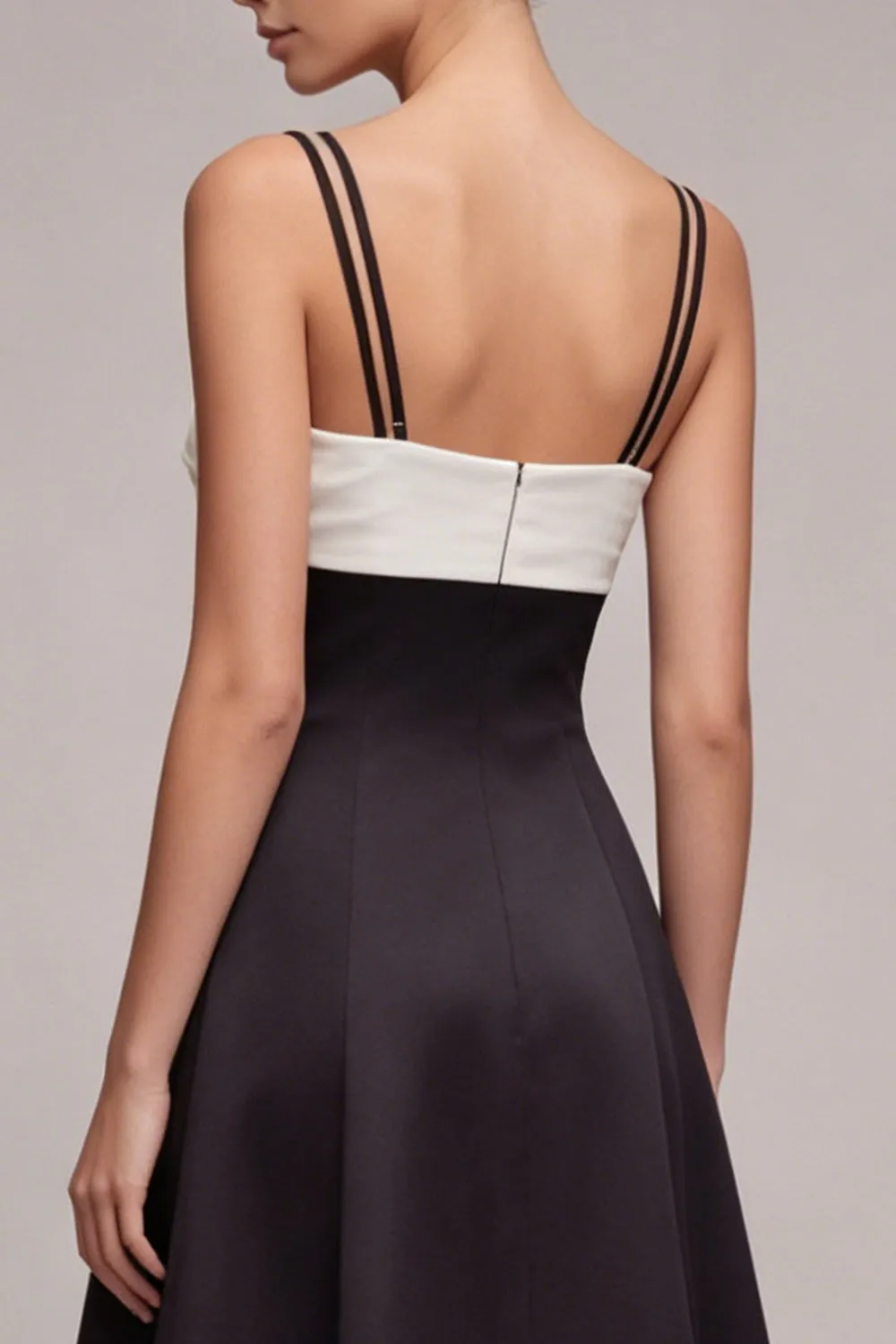 Black and White Spaghetti Straps Long A Line Formal Dress sold by Zapaka product image thumbnail 4