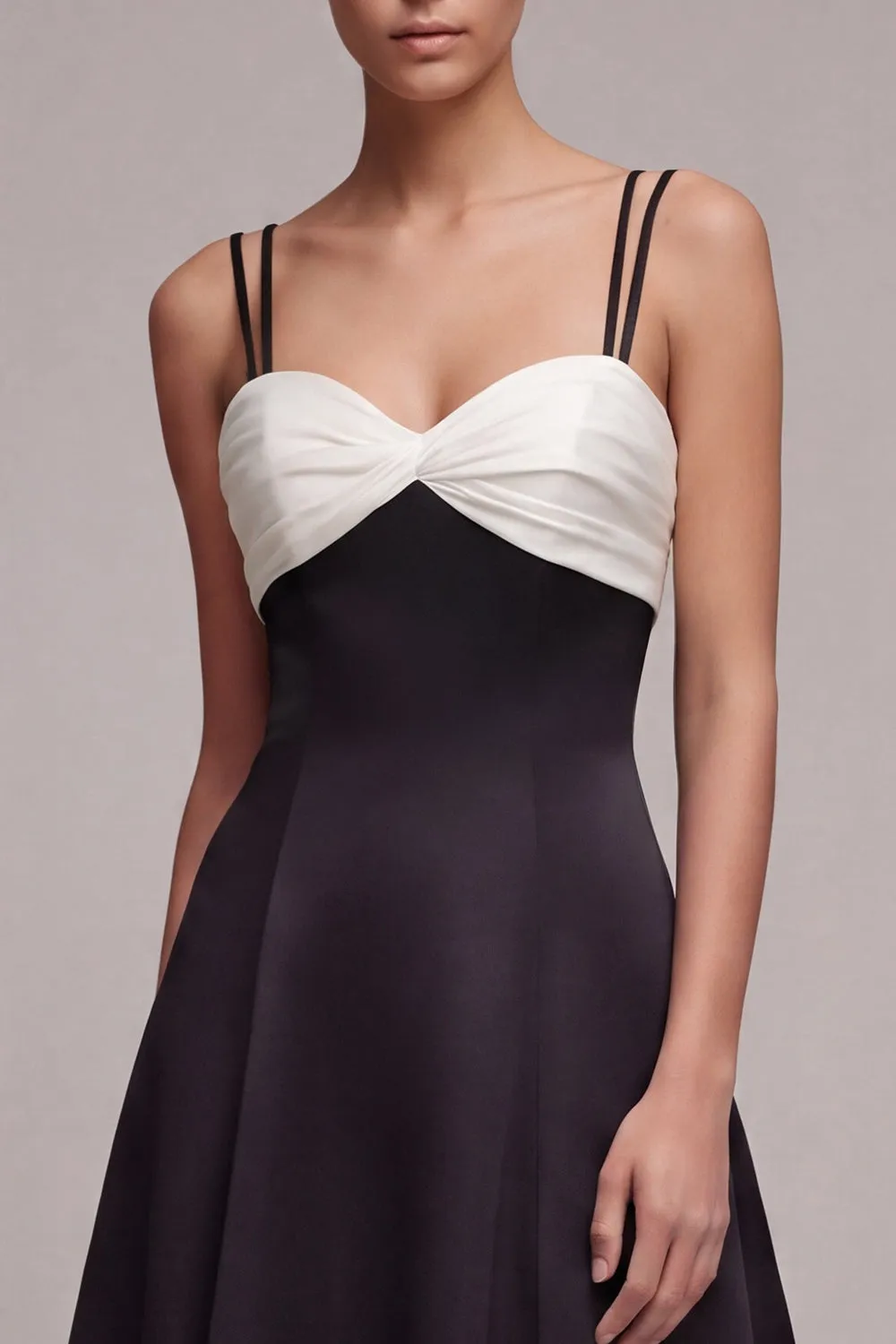Black and White Spaghetti Straps Long A Line Formal Dress sold by Zapaka product image thumbnail 3