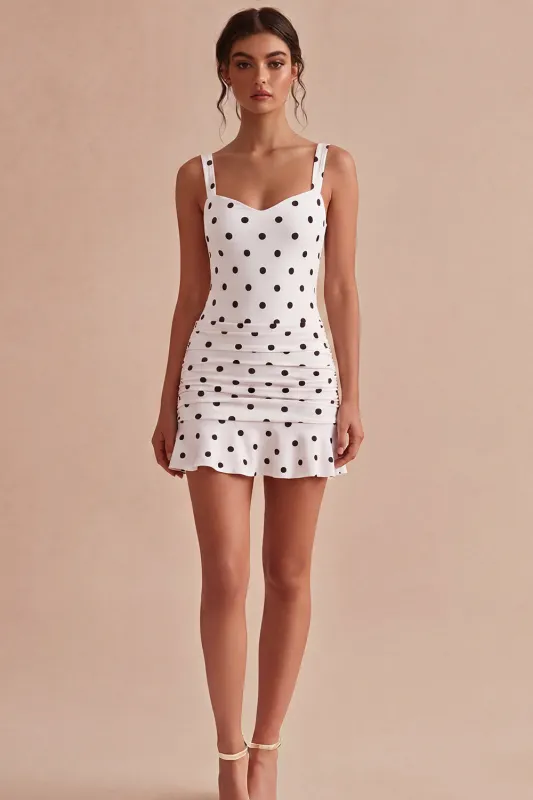 Black And White Polka Dots Bodycon Graduation Dress made by Zapaka