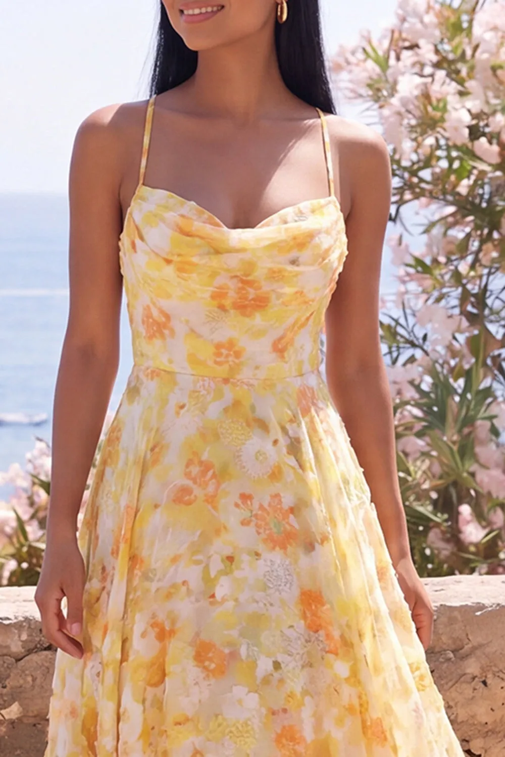 Yellow A Line Maxi Floral Dress sold by Zapaka product image thumbnail 3