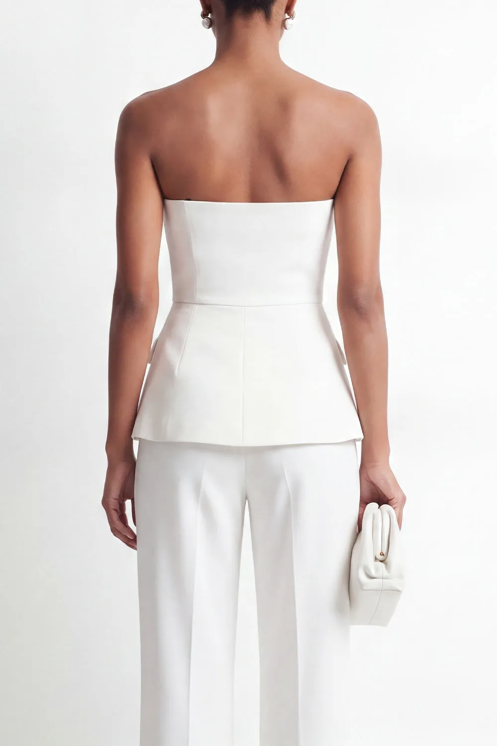 White 2-Piece Strapless Double Breasted Slim Fit Women Suits sold by Zapaka product image thumbnail 4