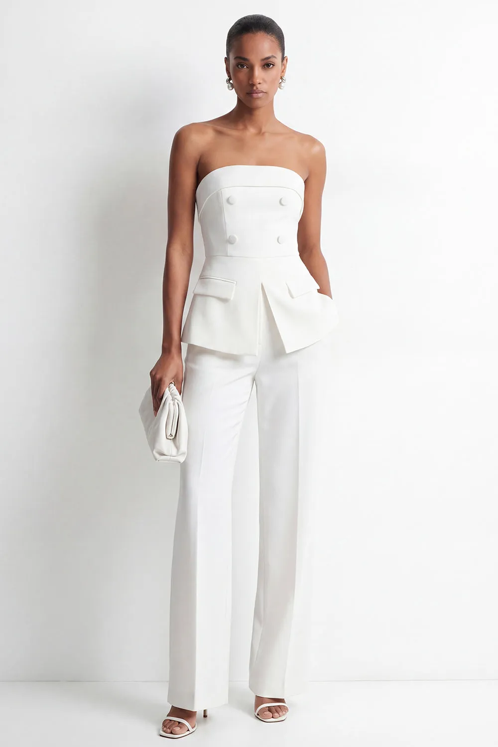 White 2-Piece Strapless Double Breasted Slim Fit Women Suits sold by Zapaka