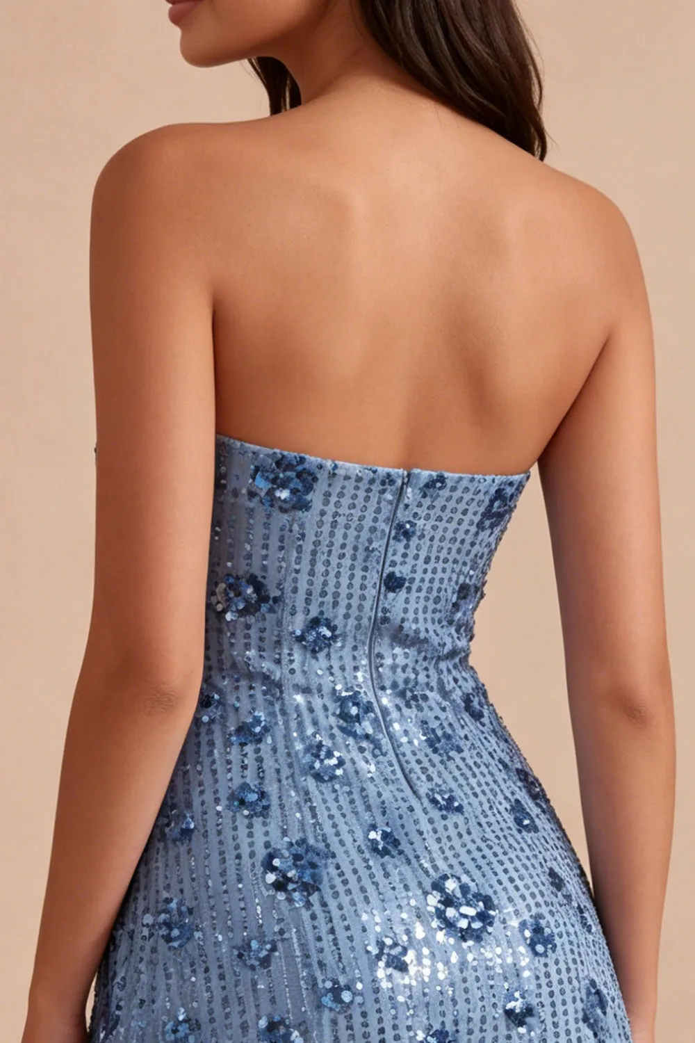 Sparkly Sky Blue Sweetheart Bodycon Sequins Homecoming Dress sold by Zapaka product image thumbnail 4