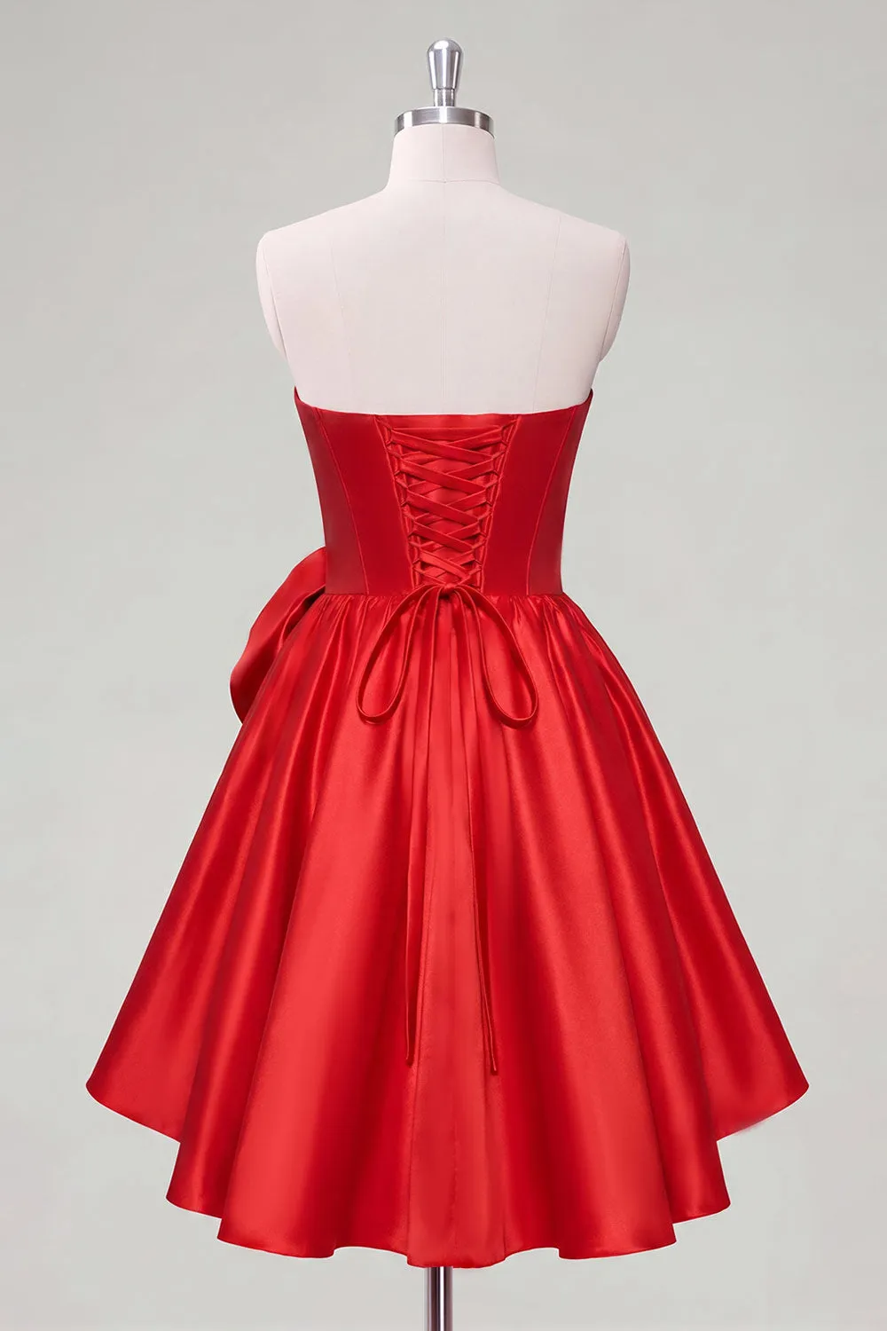 A-Line Red Strapless Corset Floral Homecoming Dress sold by Zapaka product image thumbnail 2