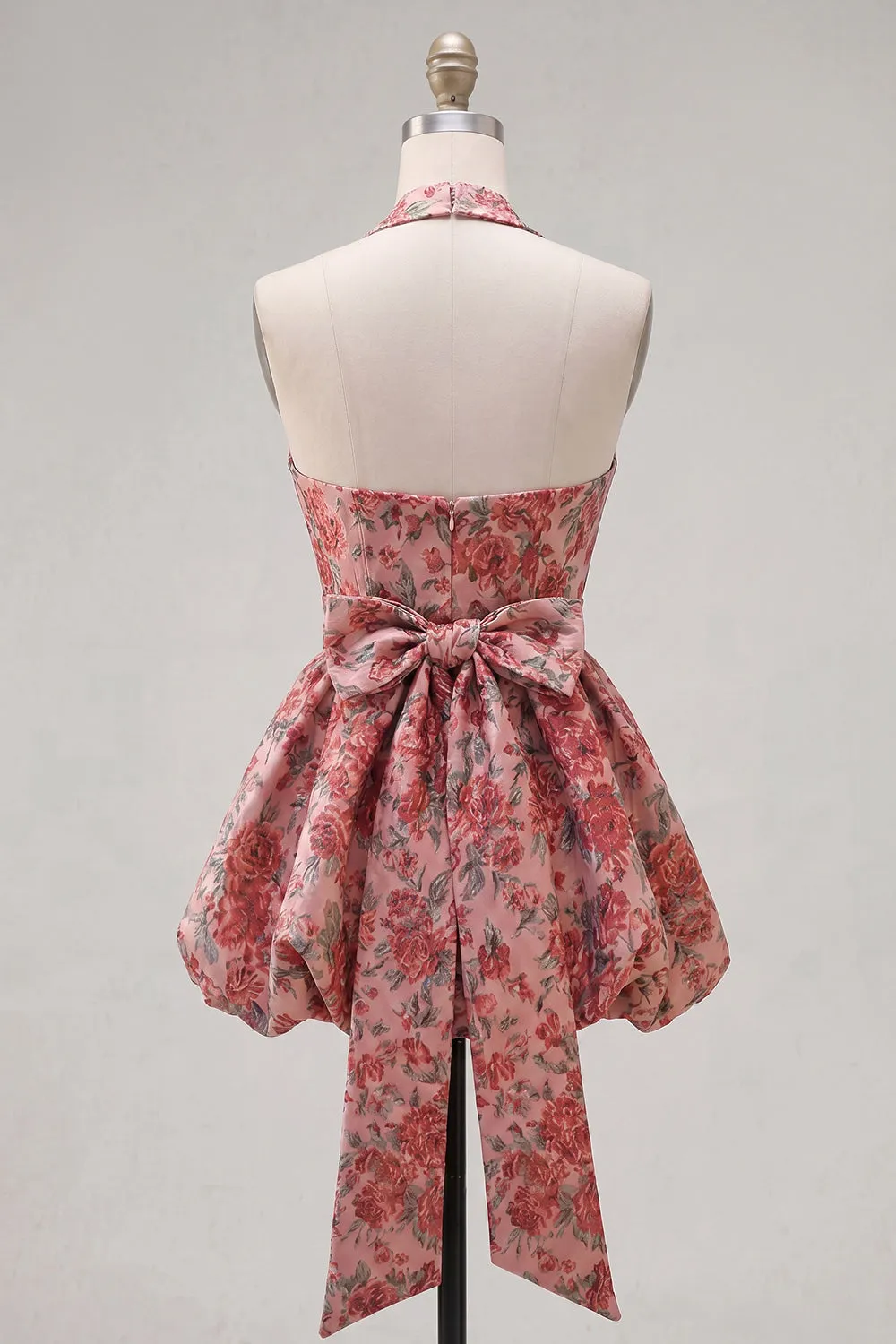 Red Flower A-Line Halter Neck Homecoming Dress with Bow sold by Zapaka product image thumbnail 2