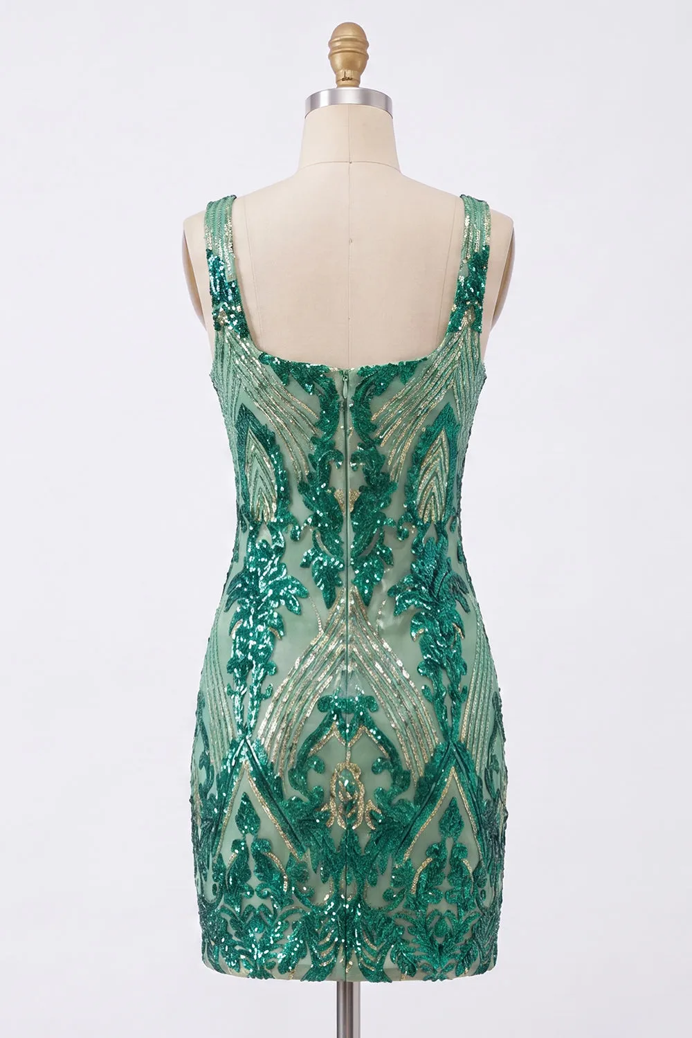Sparkly Dark Green Square Neck Bodycon Sequins Homecoming Dress sold by Zapaka product image thumbnail 2
