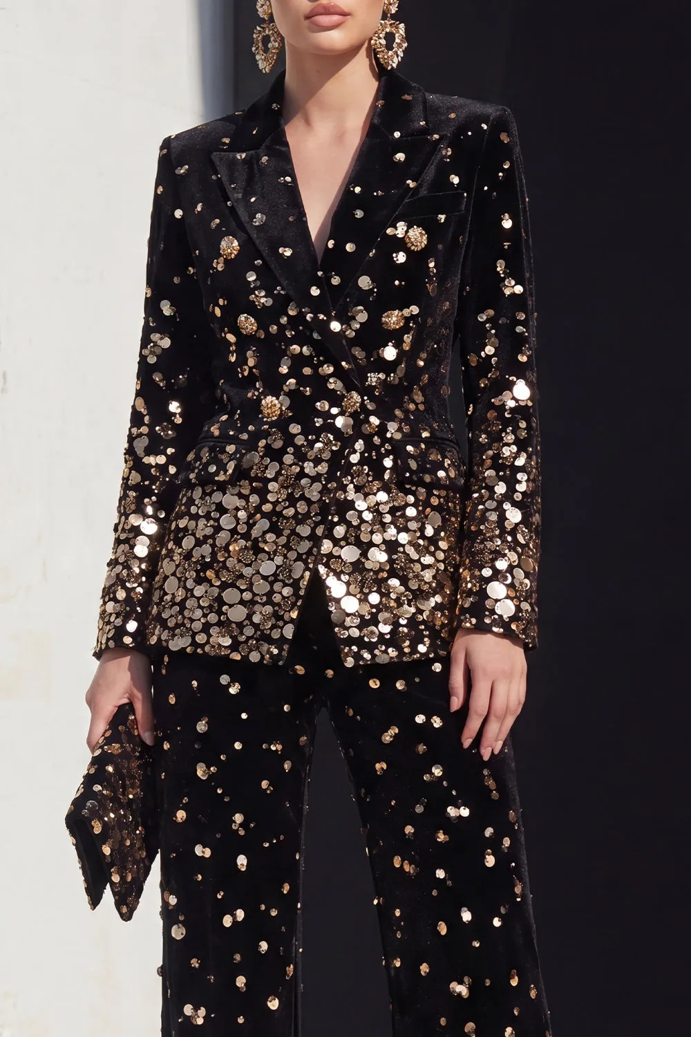 Black Champagne 2 Piece Peak Lapel Women Suits with Sequins sold by Zapaka product image thumbnail 3