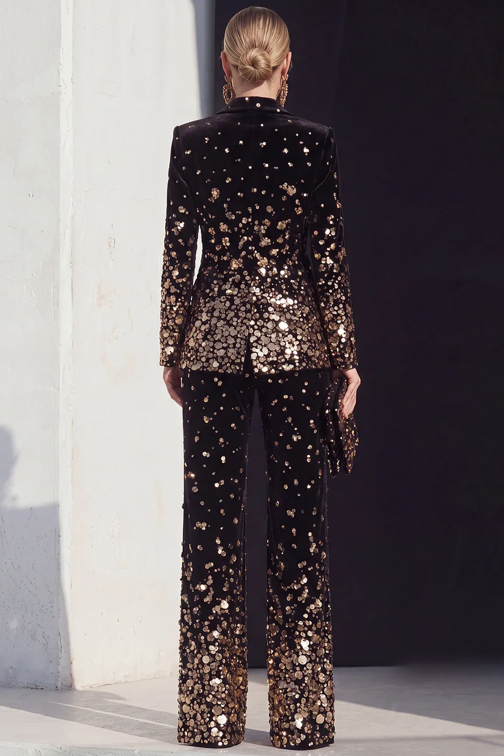 Black Champagne 2 Piece Peak Lapel Women Suits with Sequins sold by Zapaka product image thumbnail 2
