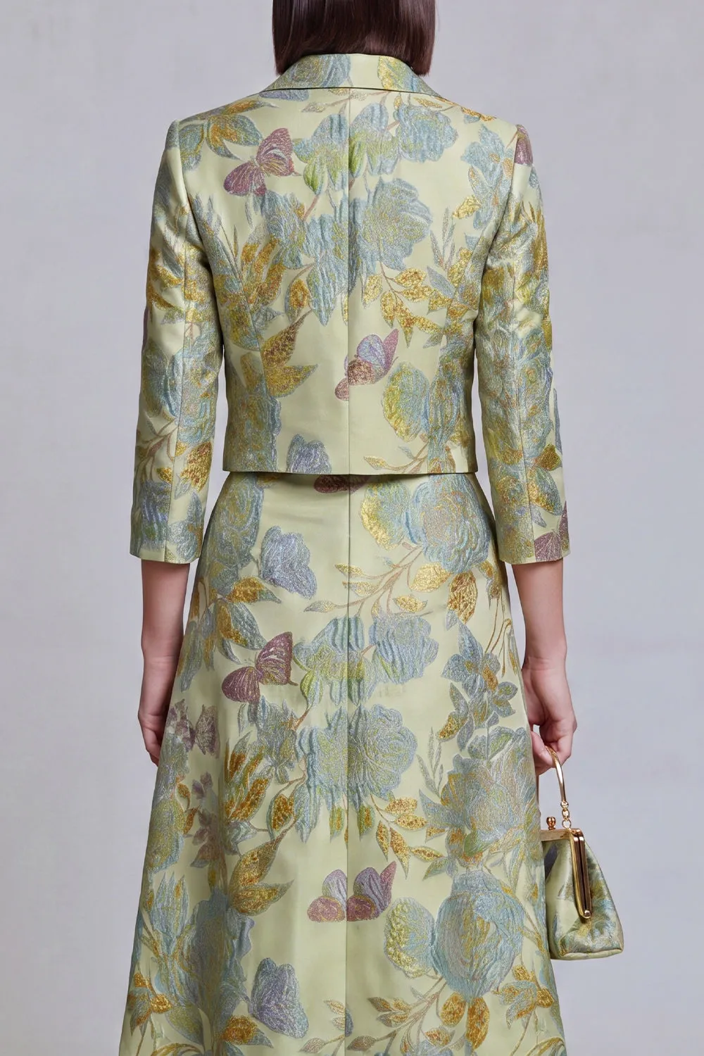 Sage Green Floral 2 Piece Notched Lapel Women's Skirt Suits with Pockets sold by Zapaka product image thumbnail 4