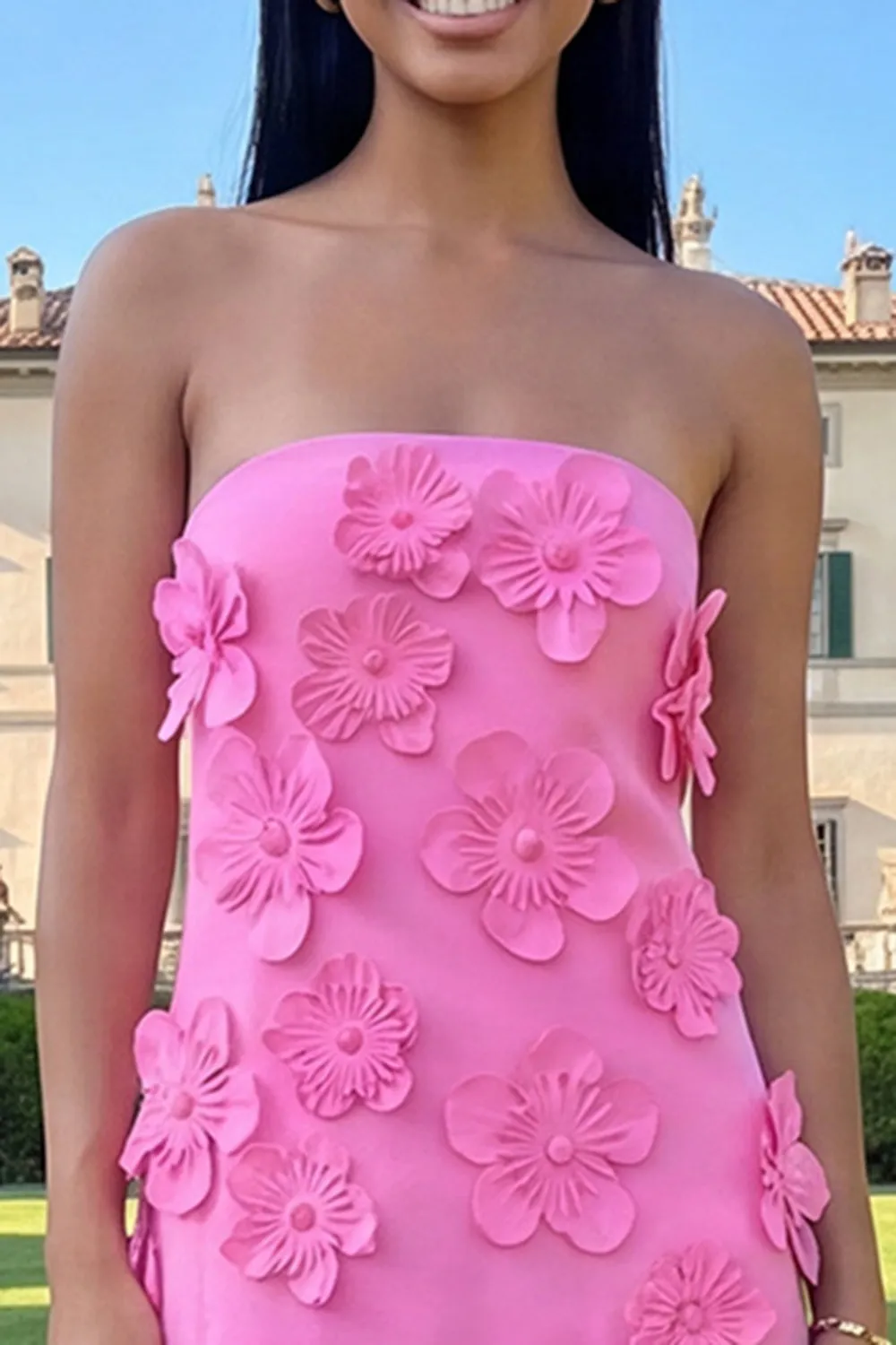 Strapless Green Short Homecoming Dress with 3D Flowers sold by Zapaka product image thumbnail 3