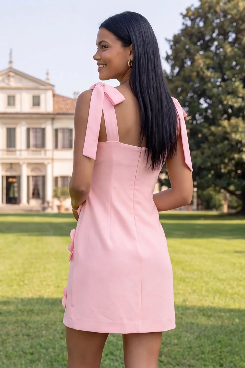 Pink Bodycon Thick Straps Homecoming Dress with 3D Flowers sold by Zapaka product image thumbnail 2
