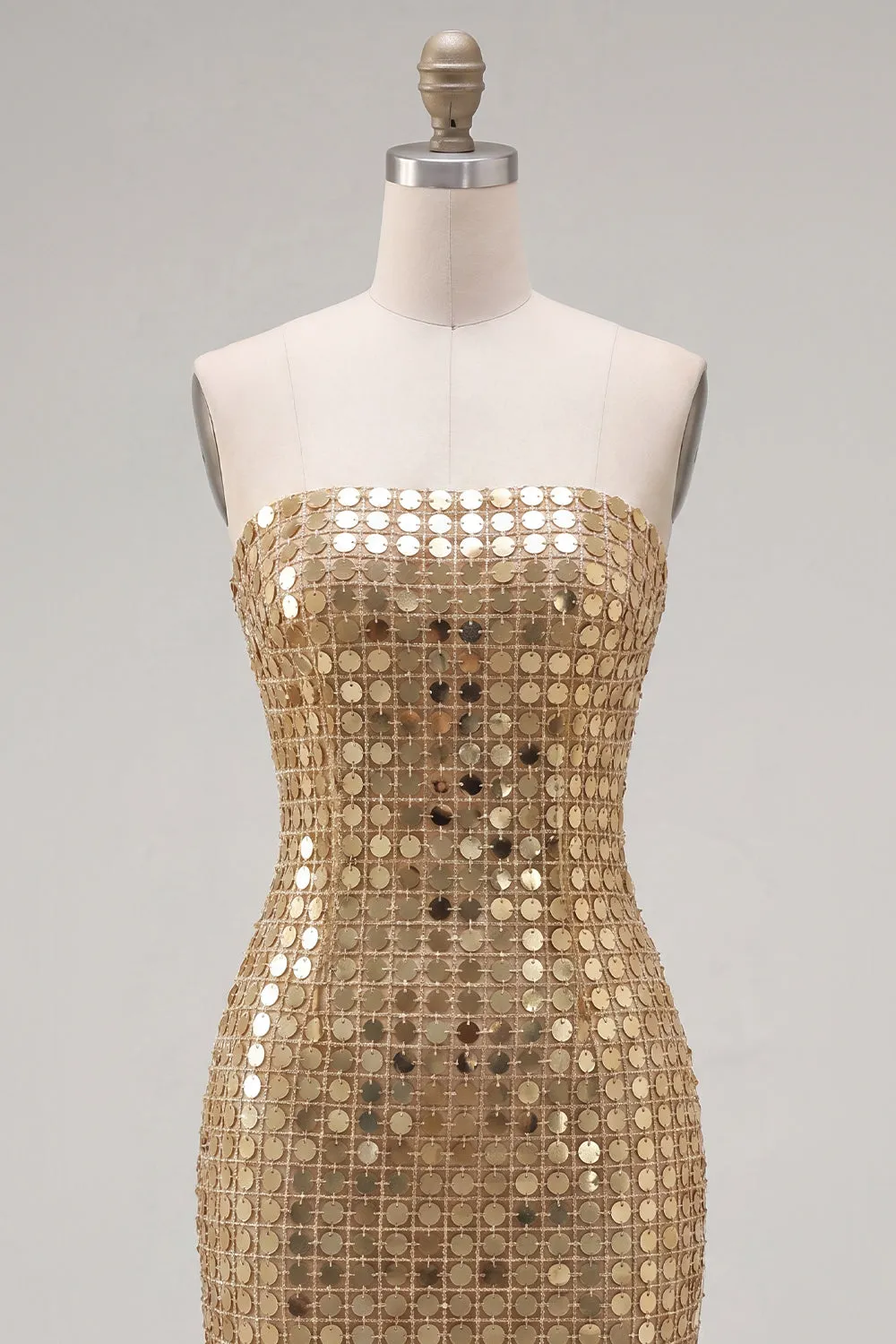Sparkly Gold Strapless Sequin Bodycon Homecoming Dress sold by Zapaka product image thumbnail 5