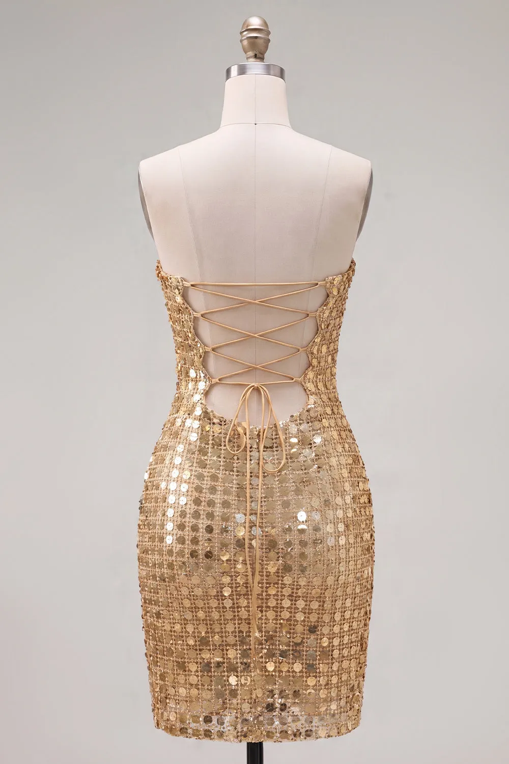 Sparkly Gold Strapless Sequin Bodycon Homecoming Dress sold by Zapaka product image thumbnail 2