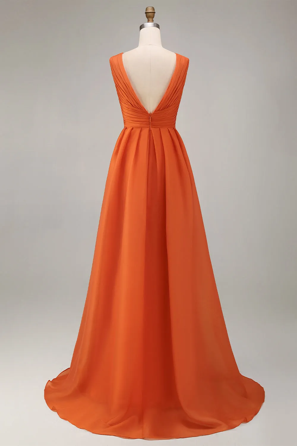 Orange Ruffled A Line Organza Wedding Guest Dress sold by Zapaka product image thumbnail 5