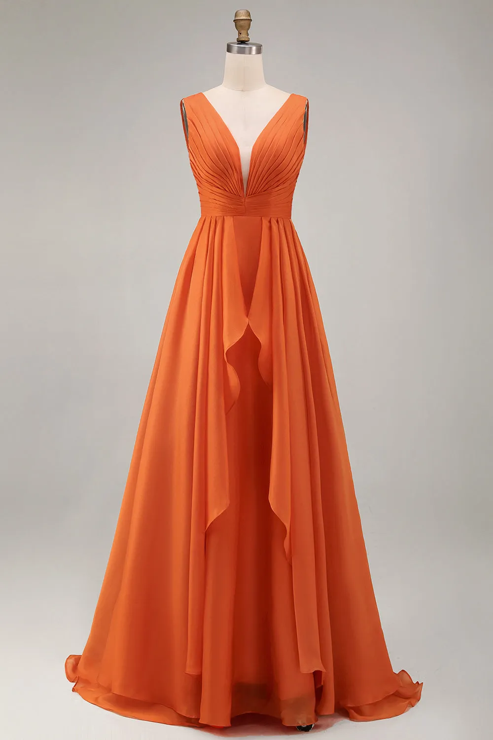 Orange Ruffled A Line Organza Wedding Guest Dress sold by Zapaka product image thumbnail 4