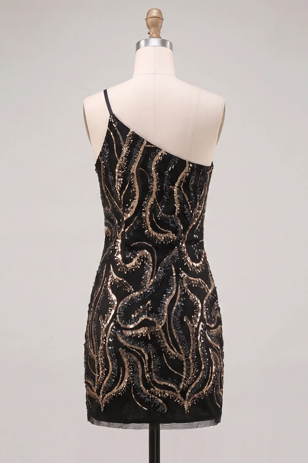 Sparkly One Shoulder Black Sequins Bodycon Homecoming Dress sold by Zapaka product image thumbnail 2