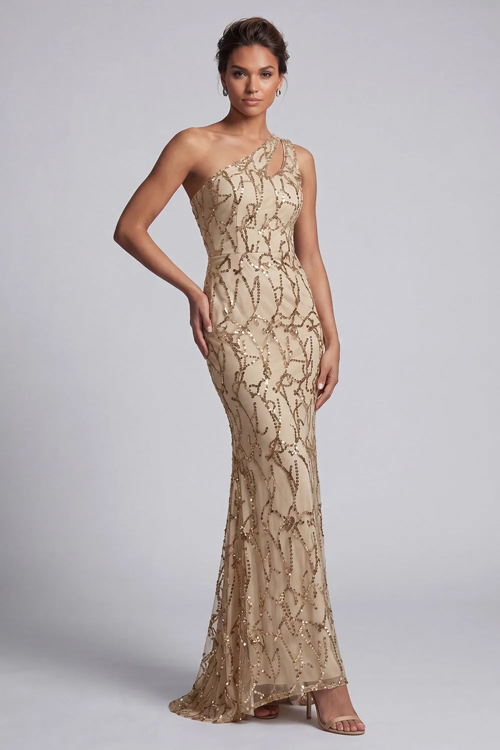 One Shoulder Pink Mermaid Sequins Cut Out Long Mother Of the Bride Dress sold by Zapaka product image thumbnail 5
