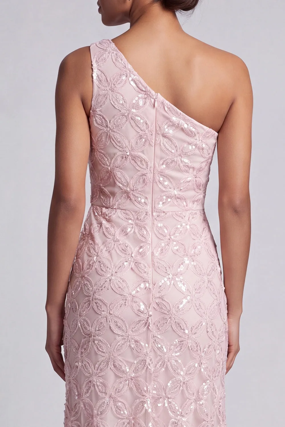 One Shoulder Pink Mermaid Sequins Cut Out Long Mother Of the Bride Dress sold by Zapaka product image thumbnail 4